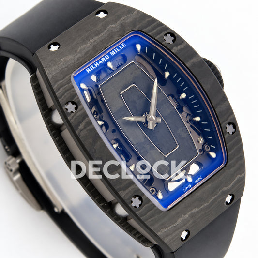 Richard Mille RM07-01 ZF black NTPT blue skeleton dial CRMA2 — dial angle