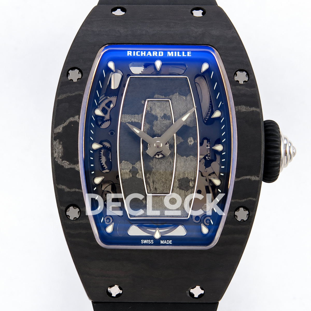 Richard Mille RM07-01 ZF black NTPT blue skeleton dial CRMA2 — dial detail
