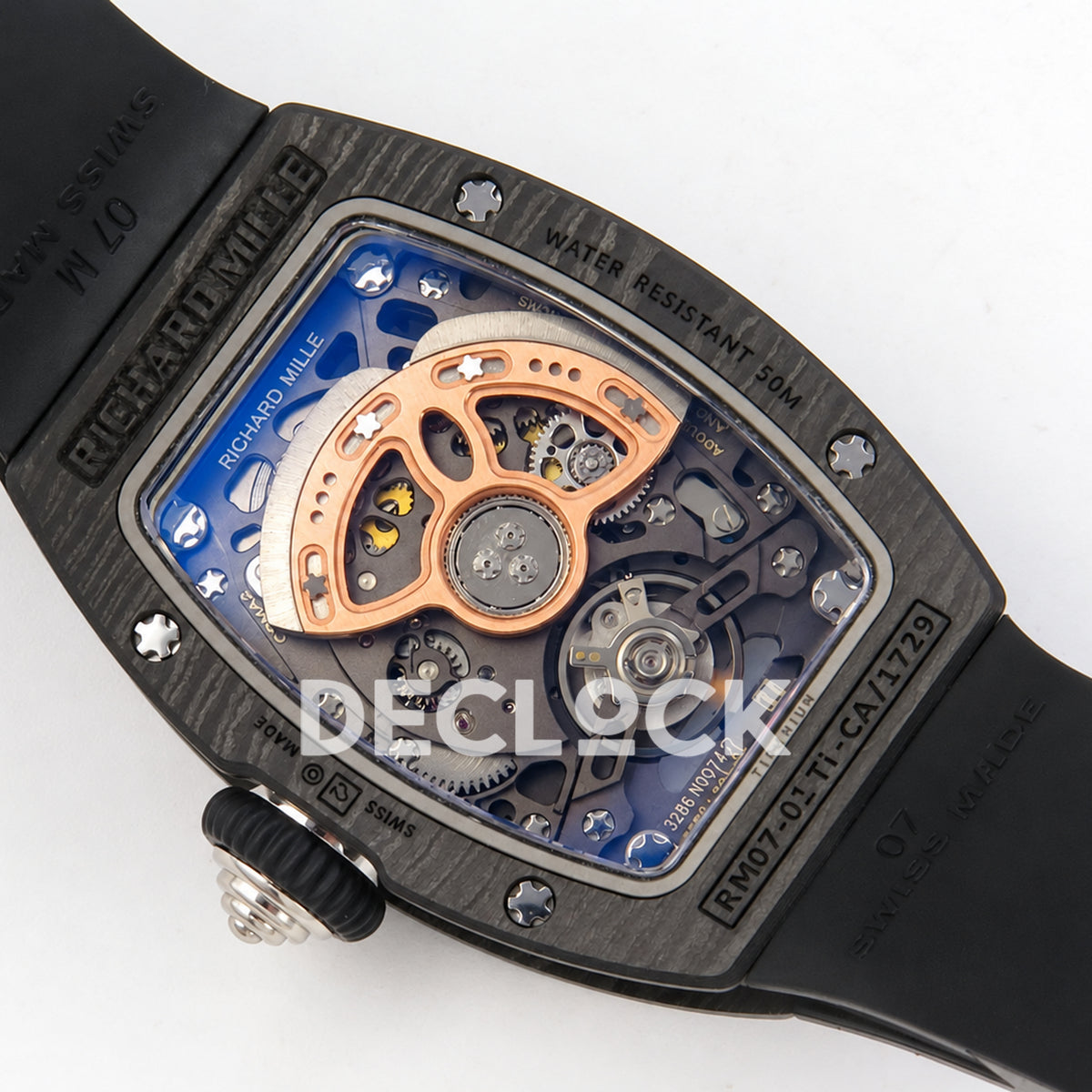 Richard Mille RM07-01 ZF black NTPT blue skeleton dial CRMA2 — movement caseback