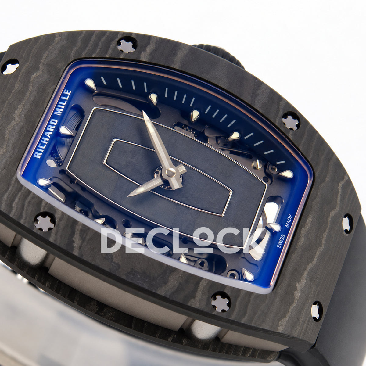 Richard Mille RM07-01 ZF black NTPT blue skeleton dial CRMA2 — opposite dial angle