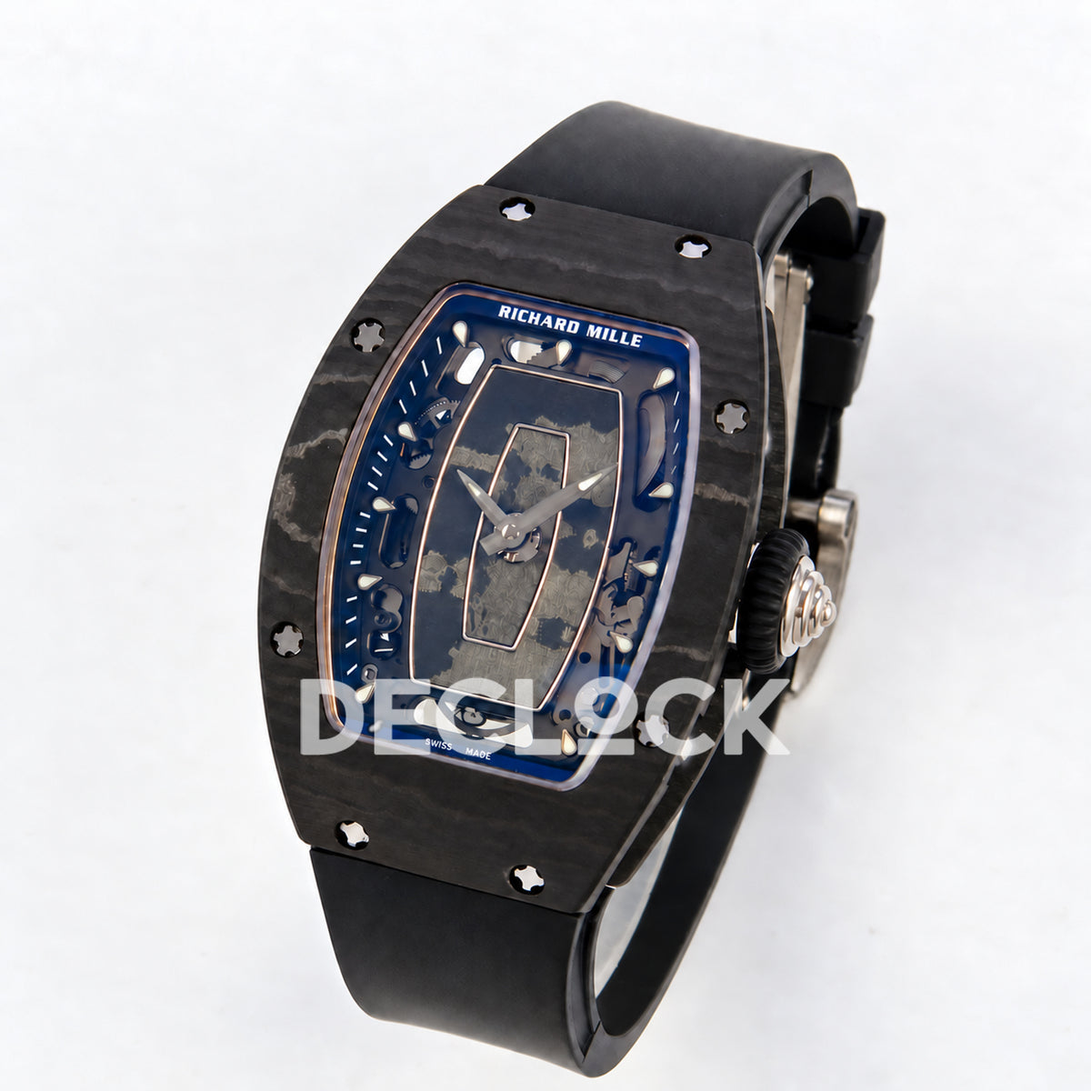 Richard Mille RM07-01 ZF black NTPT blue skeleton dial CRMA2 — three quarter front