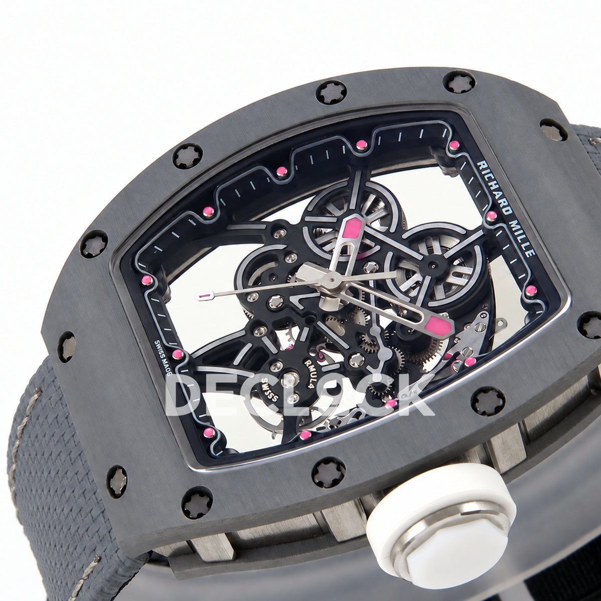 Richard Mille RM55-01 TZ Gray NTPT Titanium RMUL4 Super Clone — crown side dial view