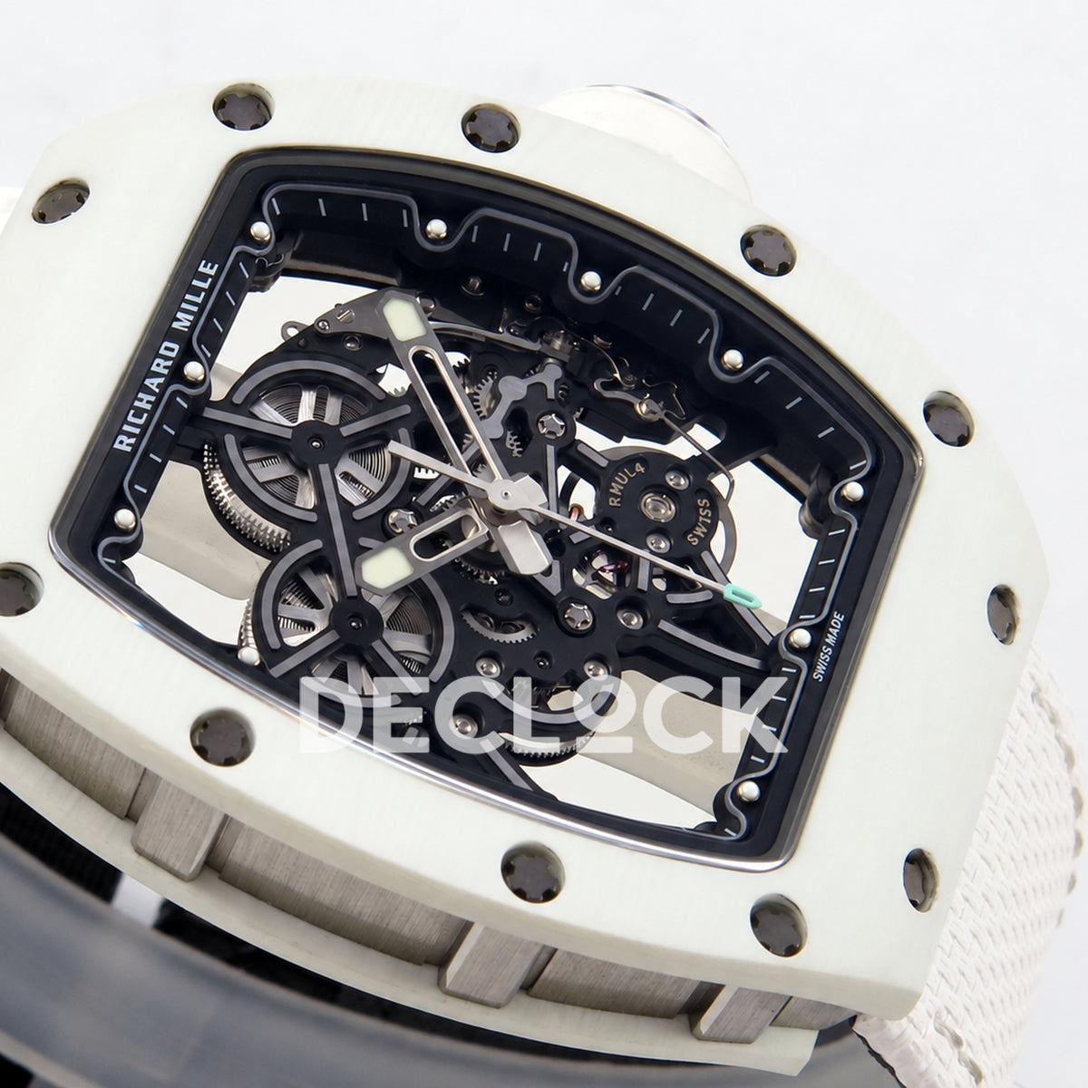 Richard Mille RM55-01 TZ White NTPT Titanium RMUL4 Super Clone — angled dial detail
