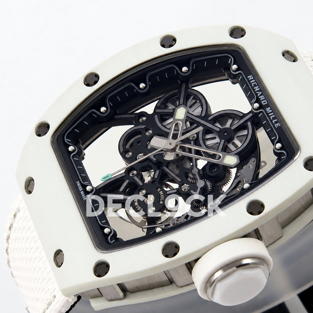 Richard Mille RM55-01 TZ White NTPT Titanium RMUL4 Super Clone — crown side dial view