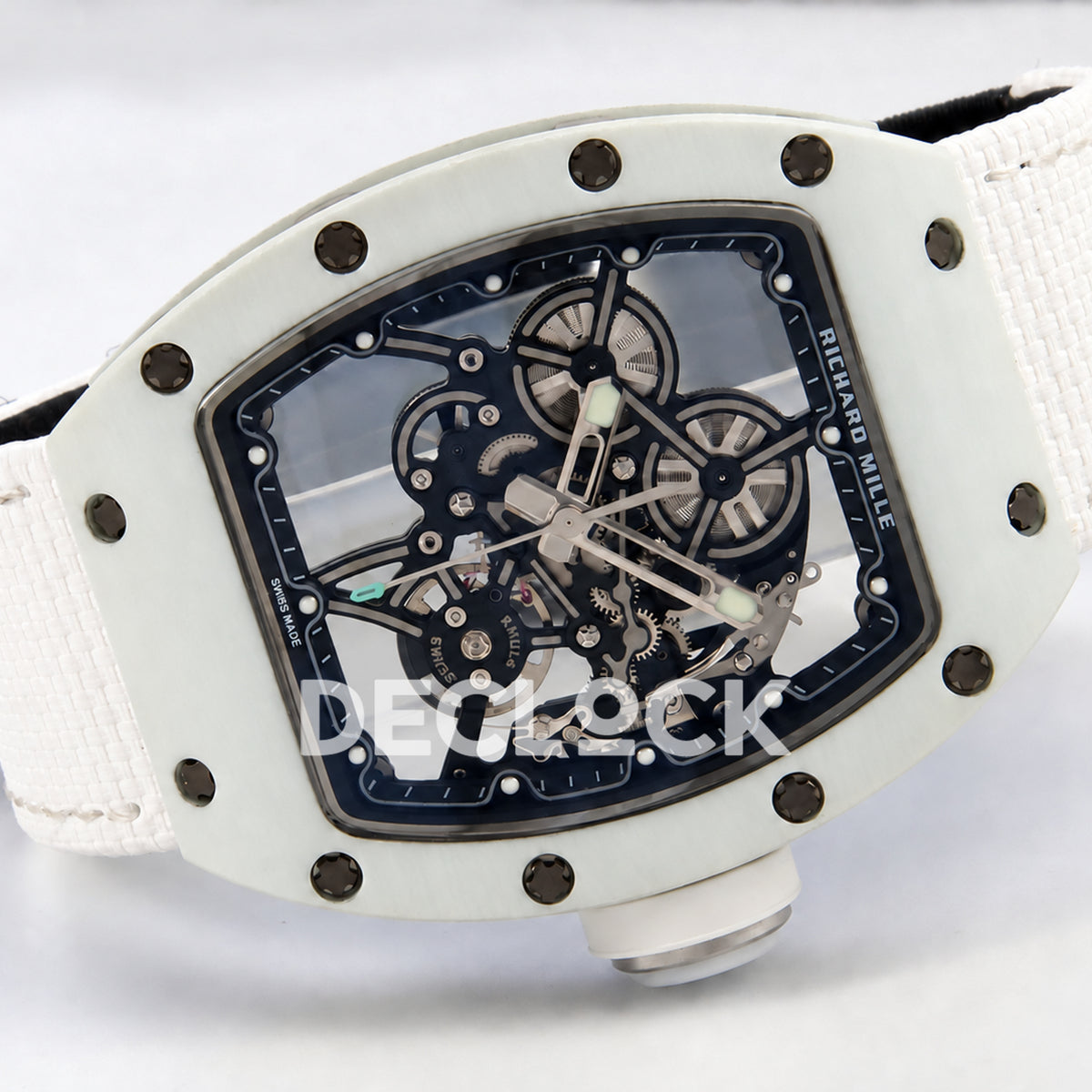 Richard Mille RM55-01 TZ White NTPT Titanium RMUL4 Super Clone — full watch angled view