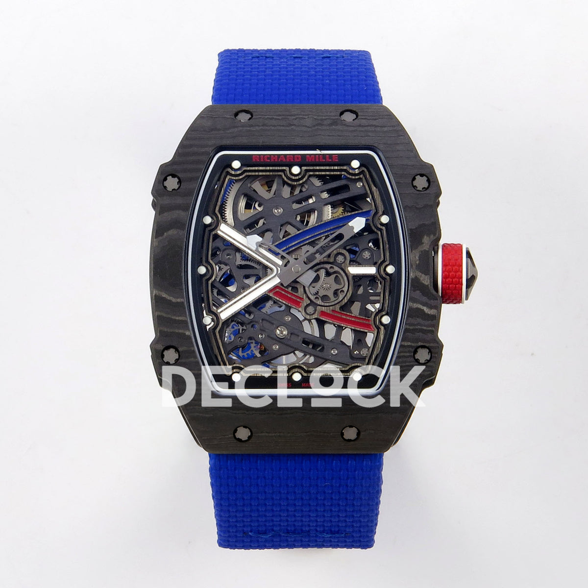 Richard Mille RM67-02 RICH Black France Pro V2 replica - original skeleton dial, black NTPT case and white elastic strap