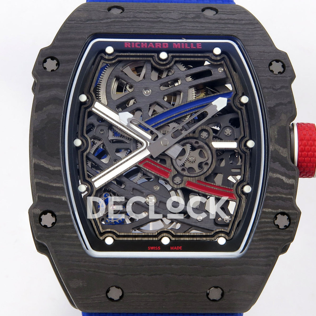 Richard Mille RM67-02 RICH Black France Pro V2 replica - original skeleton dial, colored bridges and black NTPT case close-up