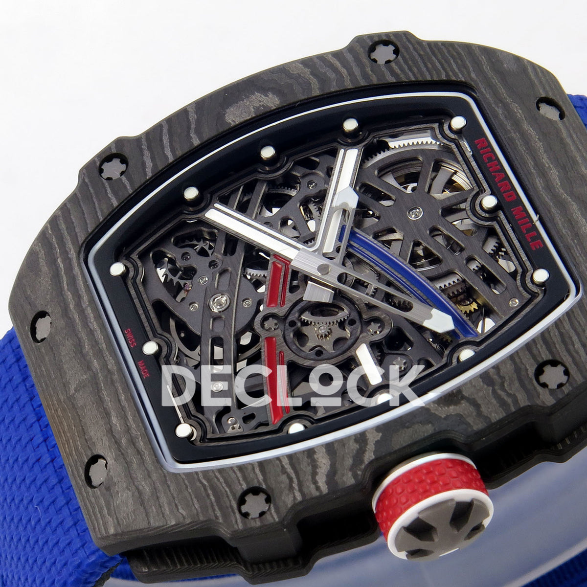 Richard Mille RM67-02 RICH Black France Pro V2 replica - original colored dial bridges, black case and red crown at the opposite angle