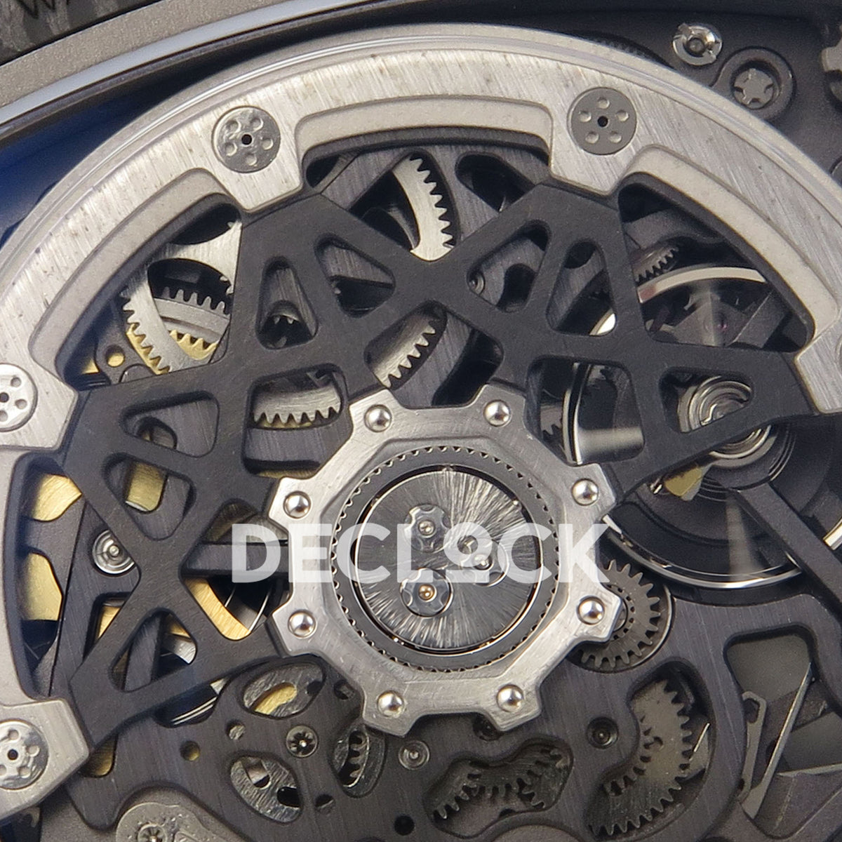 Richard Mille RM67-02 RICH Black France Pro V2 replica - original skeleton rotor, bearing, screws and mechanical bridges in close-up