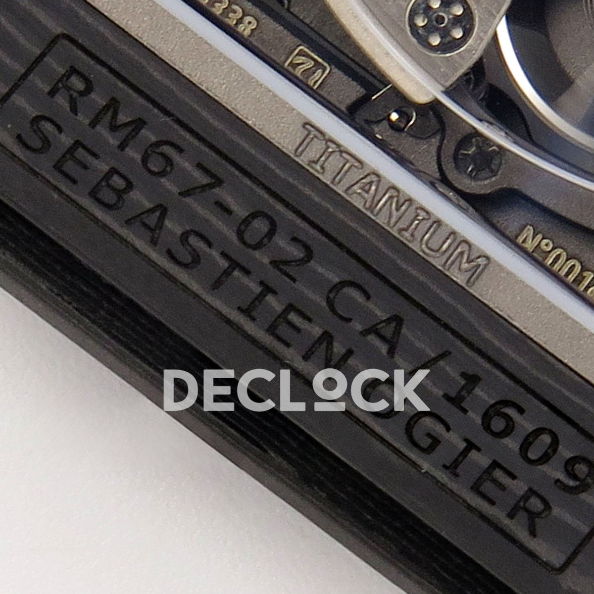 Richard Mille RM67-02 RICH Black France Pro V2 replica - original RM67-02 CA/1609, Sebastien Ogier, Titanium and serial engravings