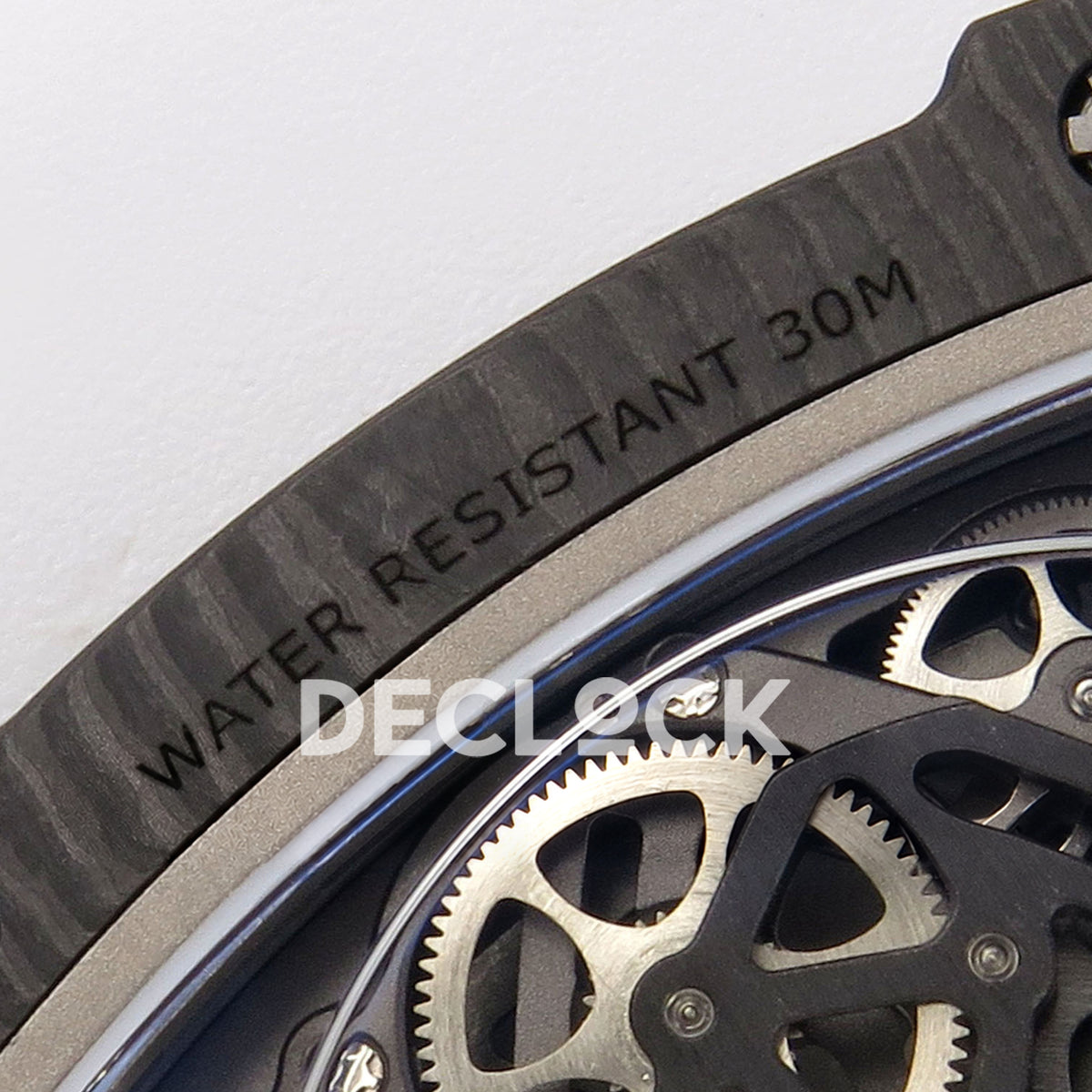 Richard Mille RM67-02 RICH Black France Pro V2 replica - original Water Resistant 30M caseback marking and skeleton gears