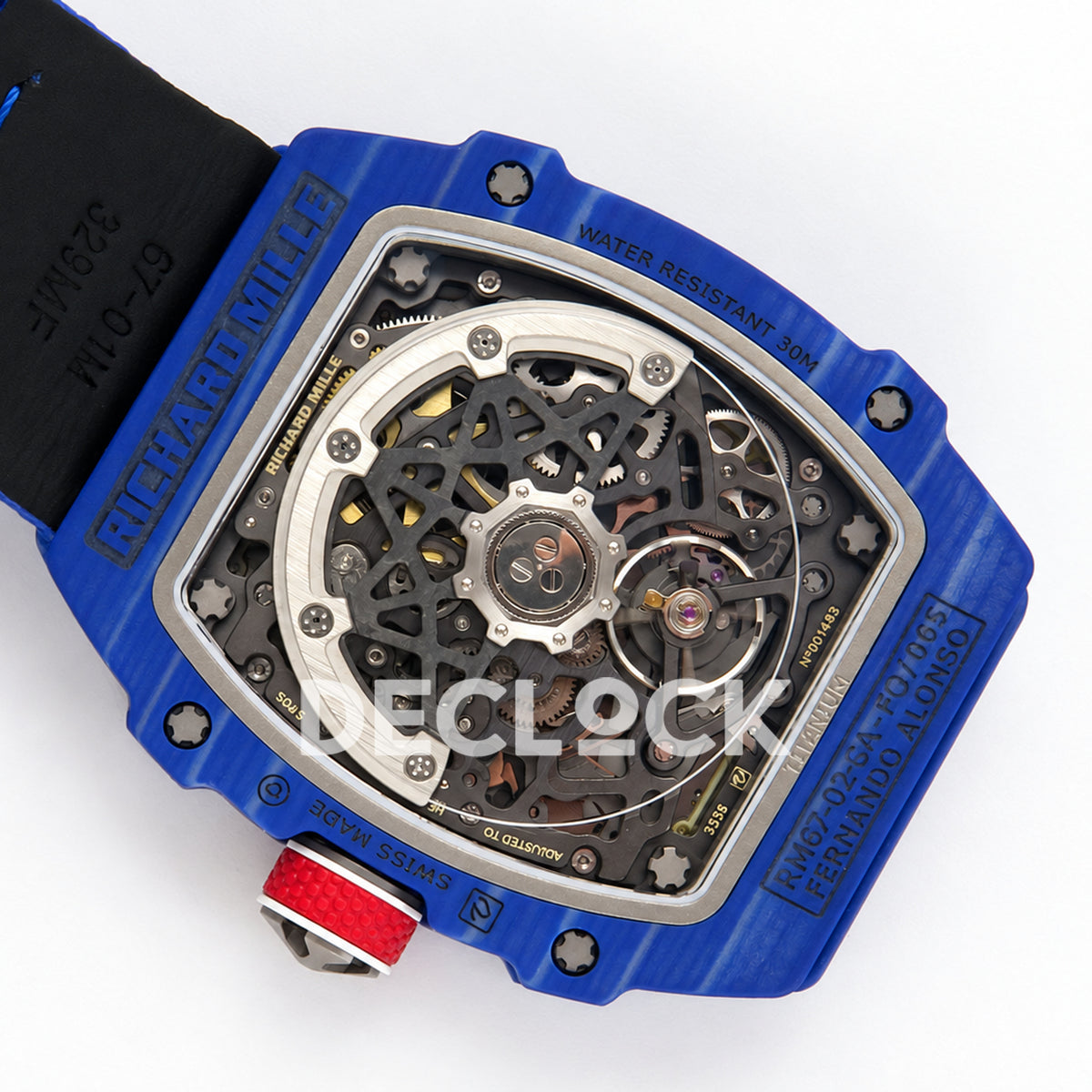 Richard Mille RM67-02 RICH Maker blue NTPT Fernando Alonso CRMA7 — caseback movement view