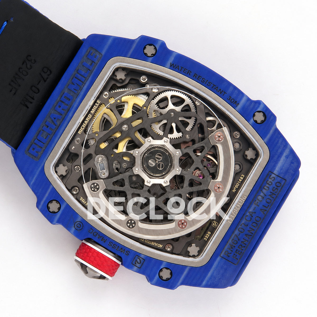 Richard Mille RM67-02 RICH Maker blue NTPT Fernando Alonso CRMA7 — caseback rotor view