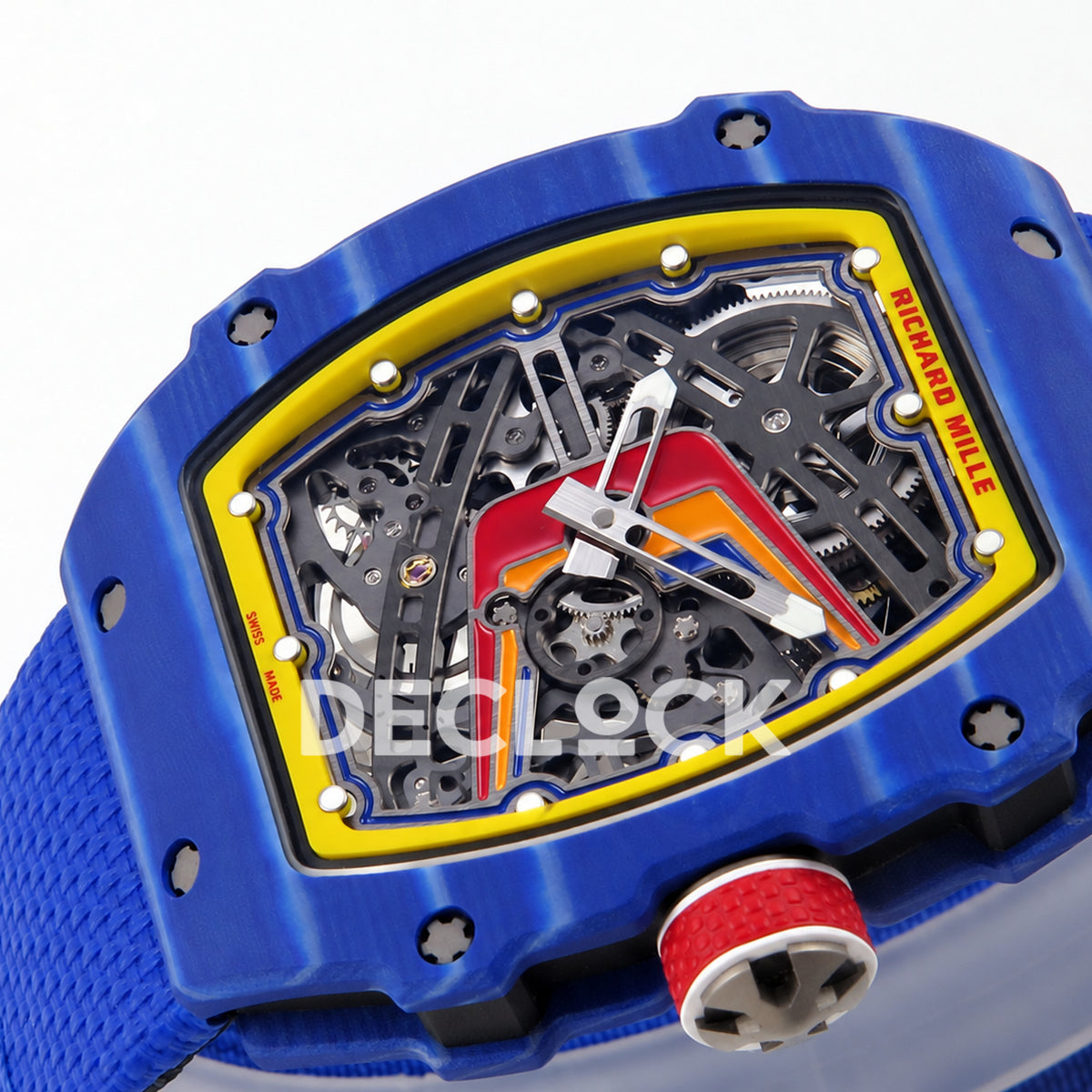 Richard Mille RM67-02 RICH Maker blue NTPT Fernando Alonso CRMA7 — crown side angle