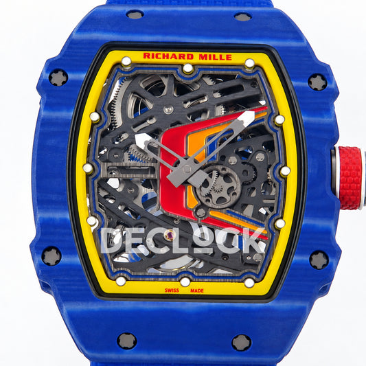 Richard Mille RM67-02 RICH Maker blue NTPT Fernando Alonso CRMA7 — skeleton dial closeup