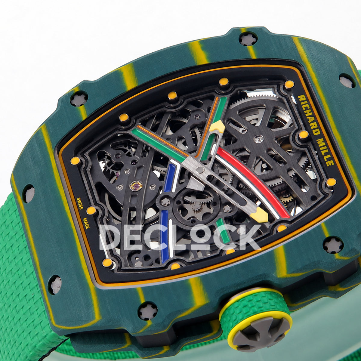 Richard Mille RM67-02 RICH Maker green NTPT Wayde Van Niekerk CRMA7 — crown side angle