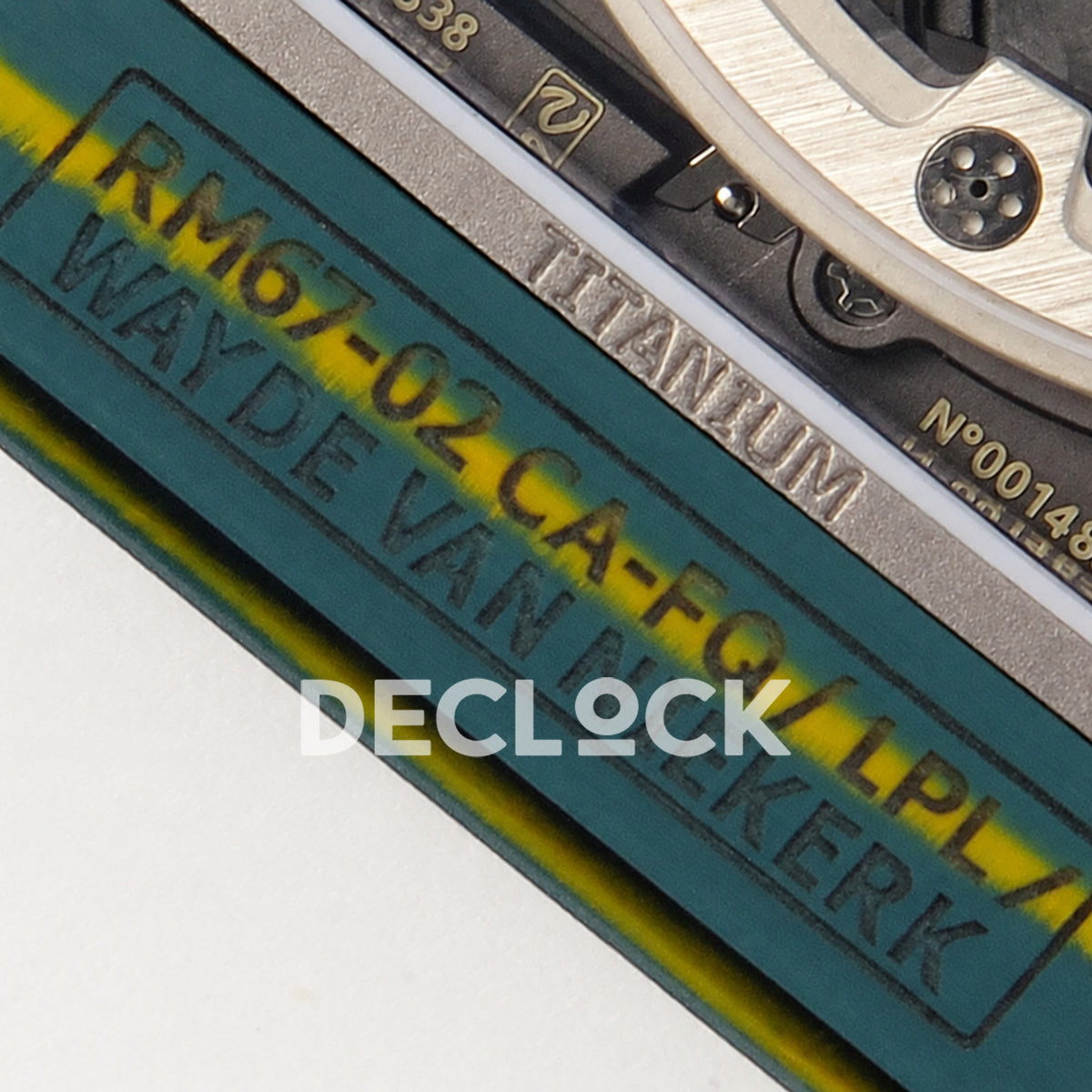 Richard Mille RM67-02 RICH Maker green NTPT Wayde Van Niekerk CRMA7 — reference engraving