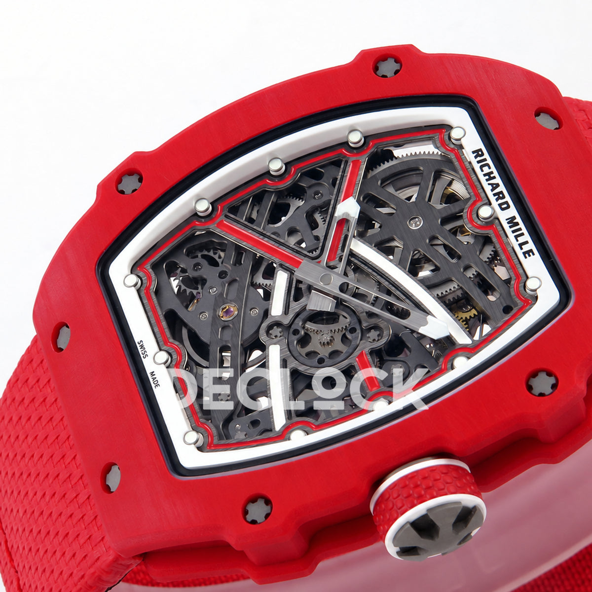 Richard Mille RM67-02 RICH Maker red NTPT skeleton CRMA7 — crown dial angle