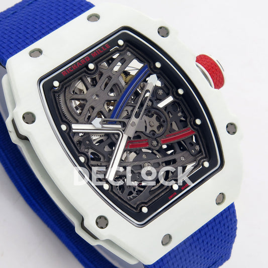 Richard Mille RM67-02 RICH White France Pro V2 replica - angled blue red white skeleton dial and white case
