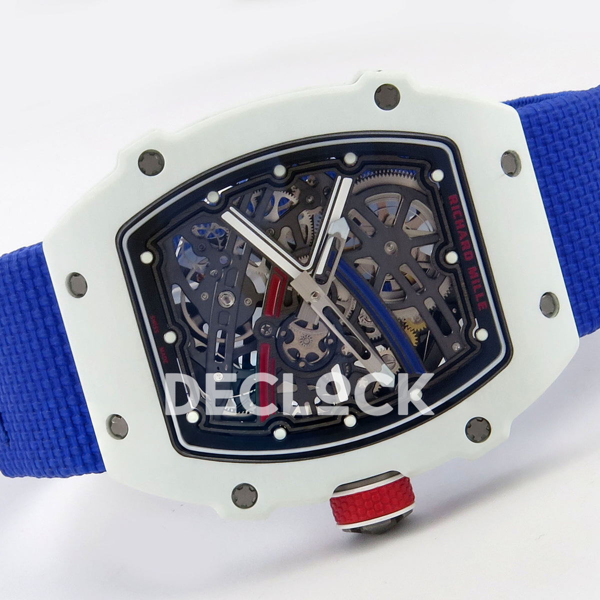 Richard Mille RM67-02 RICH White France Pro V2 replica - sideways front view and red crown