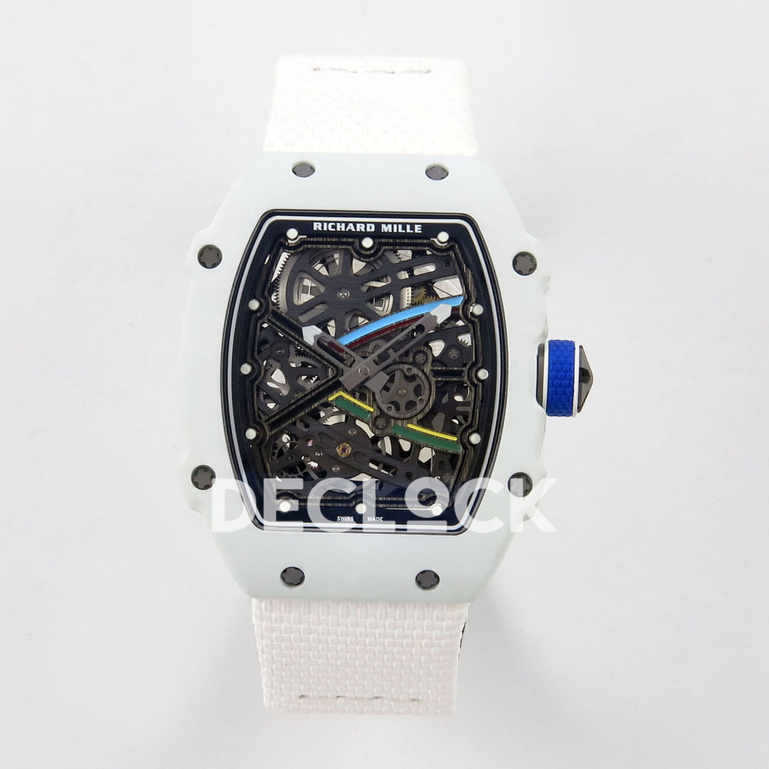 Richard Mille RM67-02 RICH UAE 2026 replica - original skeleton dial, white NTPT case and white elastic strap RM67-02