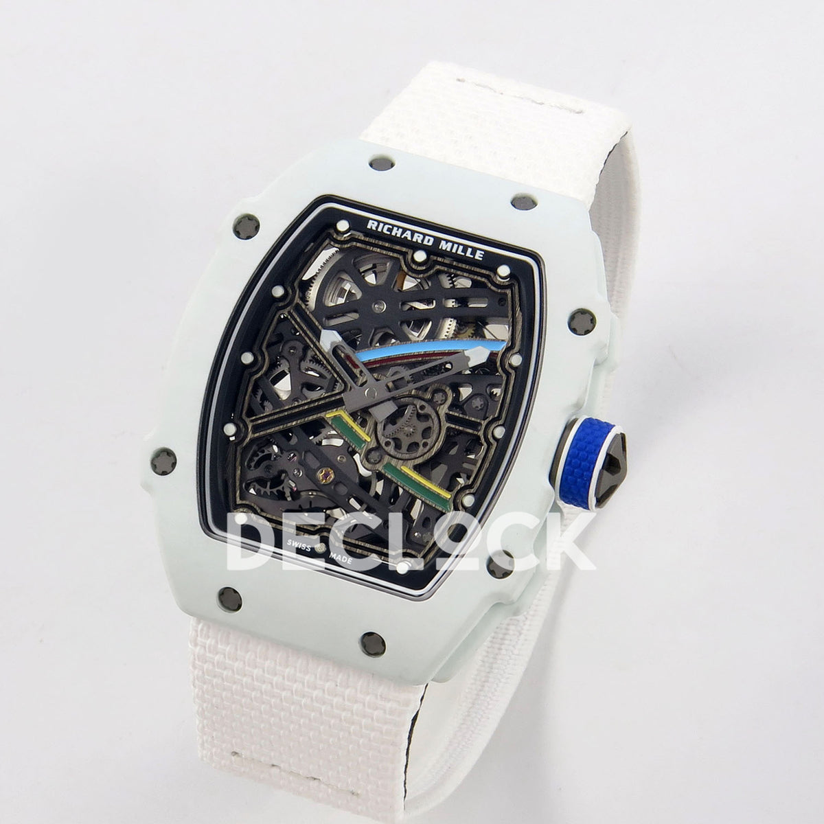 Richard Mille RM67-02 RICH UAE 2026 replica - original coloured skeleton movement details and blue crown collar