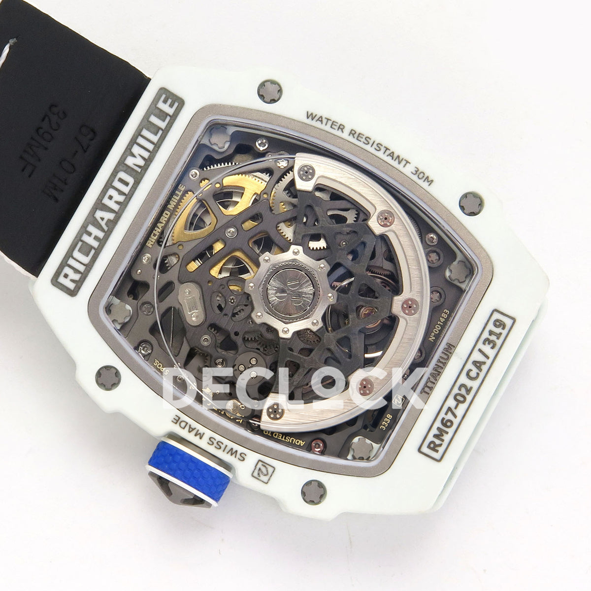 Richard Mille RM67-02 RICH UAE 2026 replica - original transparent caseback, skeleton rotor and RM67-02 CA /319 markings