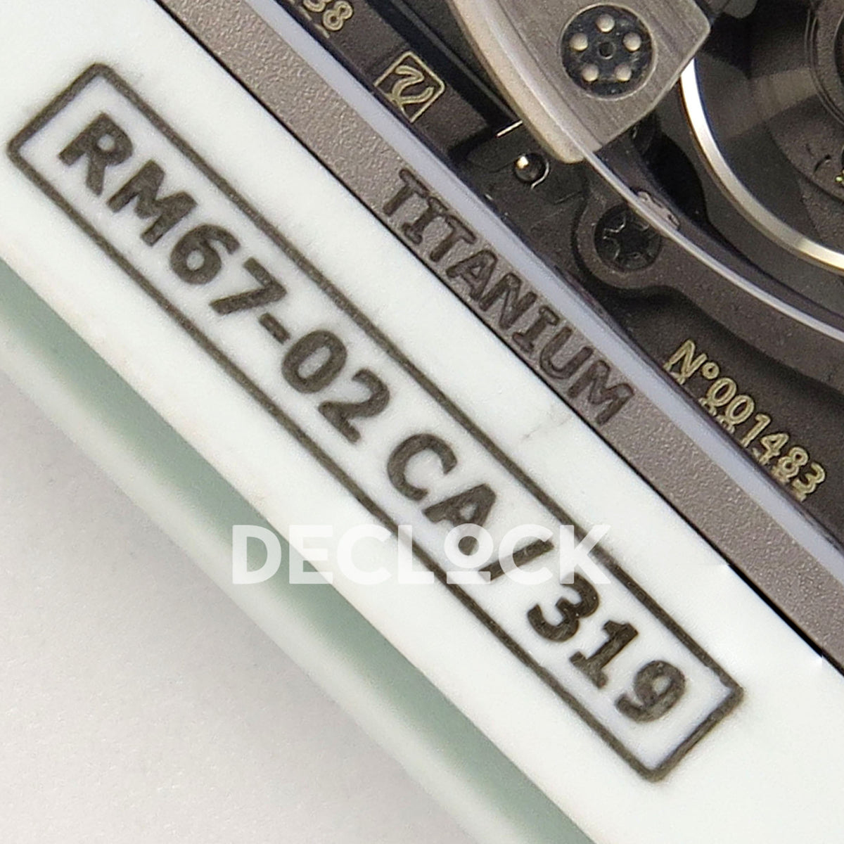 Richard Mille RM67-02 RICH UAE 2026 replica - original RM67-02 CA /319, Titanium and No001483 caseback markings