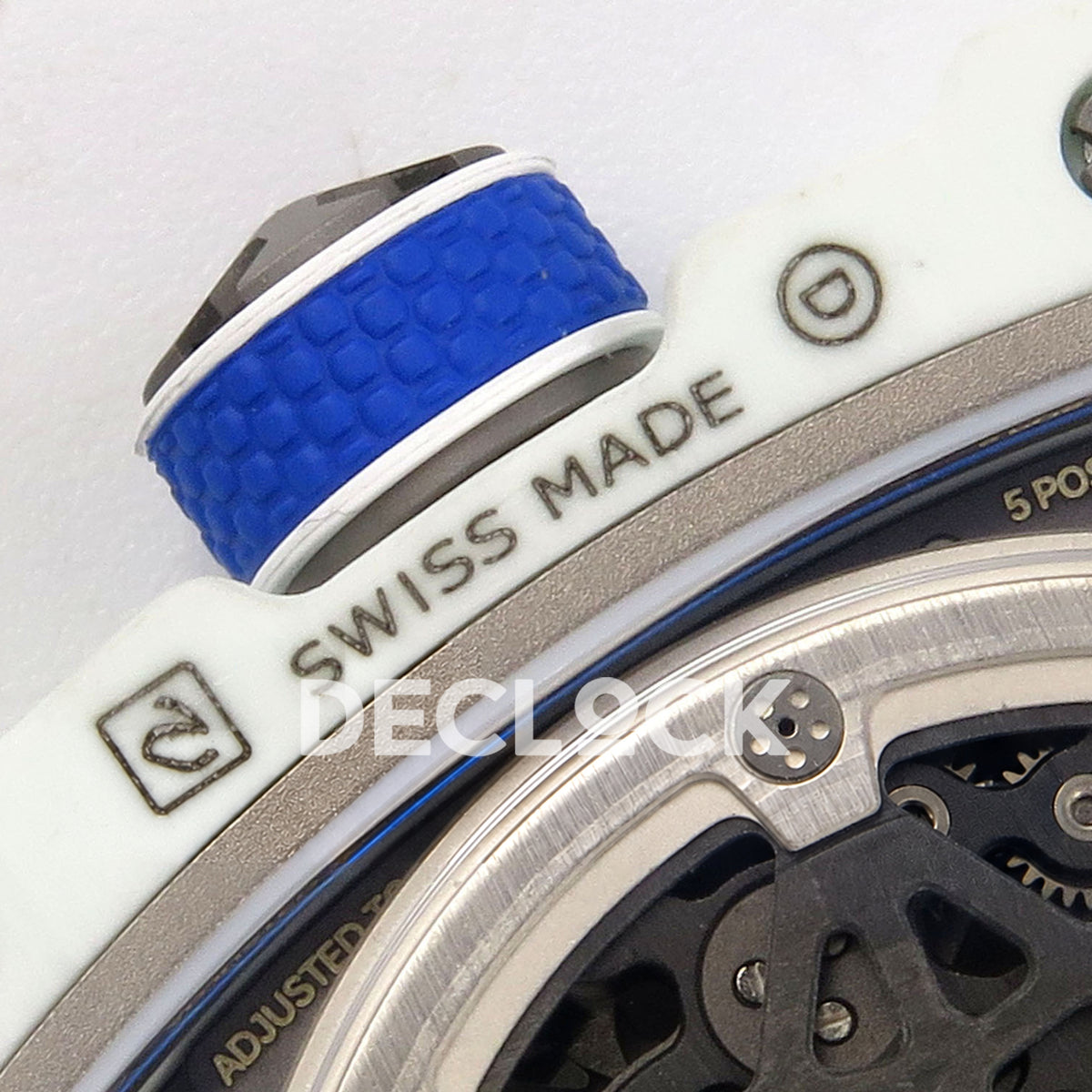 Richard Mille RM67-02 RICH UAE 2026 replica - original Swiss Made and factory emblems beside the blue crown