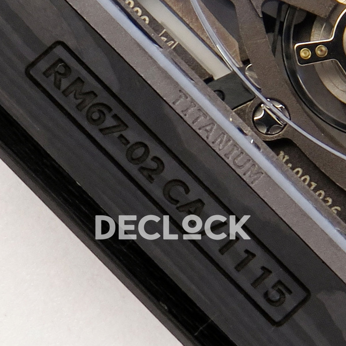 Richard Mille RM67-02 UMI V3 black NTPT Italy Miyota 9015 CRMA7 — reference engraving