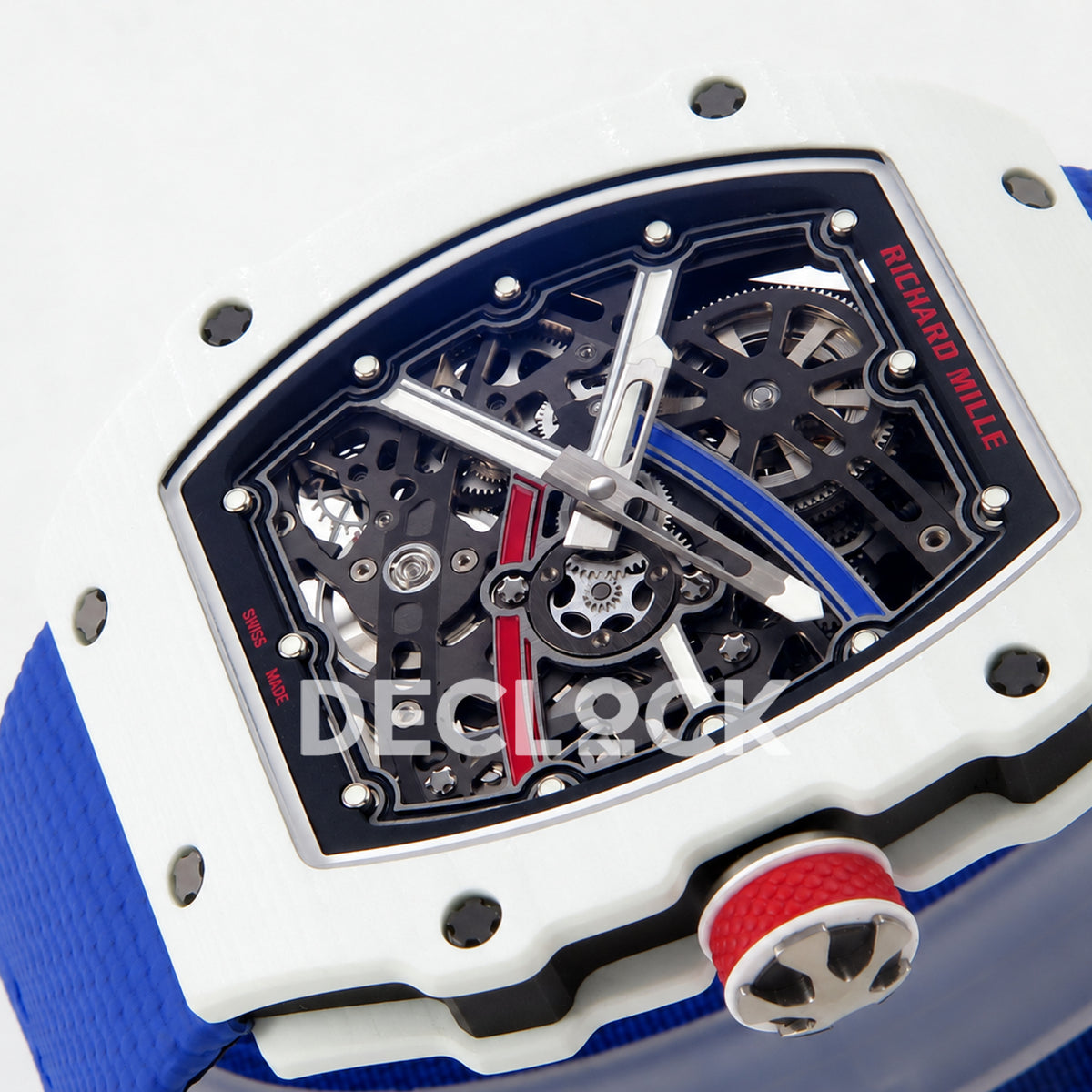 Richard Mille RM67-02 UMI V3 white NTPT France Miyota 9015 CRMA7 — crown side dial view
