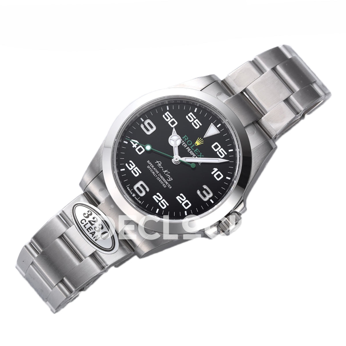 Rolex Air-King 126900 Clean black dial 40mm VR3230 replica - angled front view
