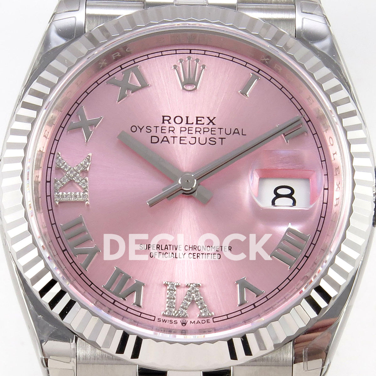 Rolex Datejust 126234 VSF Pink Diamonds Roman Jubilee VS3235 V2 replica - dial closeup