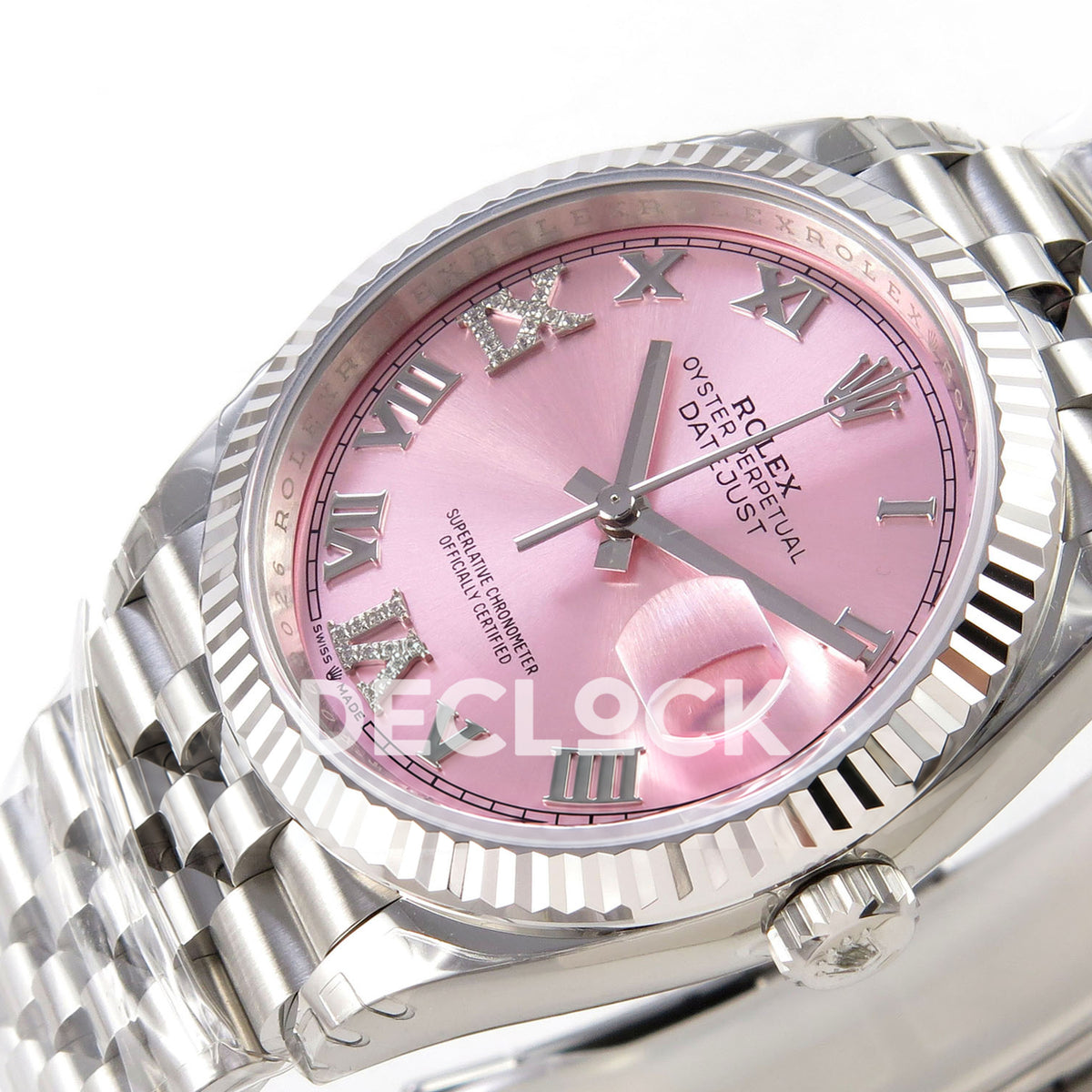 Rolex Datejust 126234 VSF Pink Diamonds Roman Jubilee VS3235 V2 replica - dial right angle