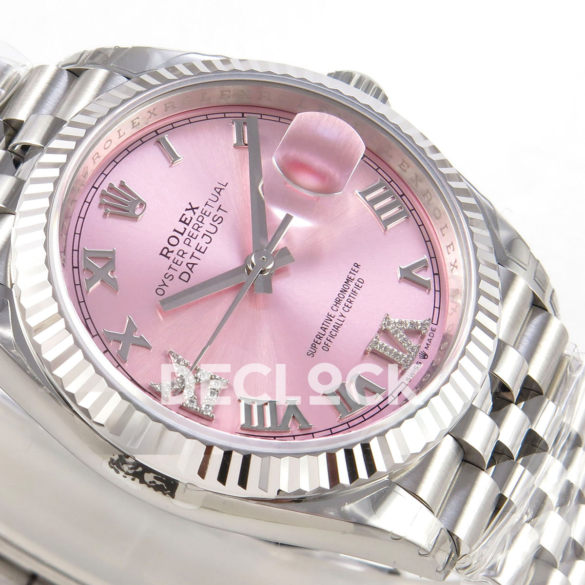 Rolex Datejust 126234 VSF Pink Diamonds Roman Jubilee VS3235 V2 replica - dial oblique detail