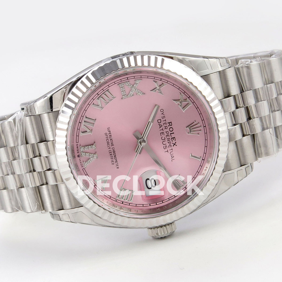 Rolex Datejust 126234 VSF Pink Diamonds Roman Jubilee VS3235 V2 replica - horizontal front