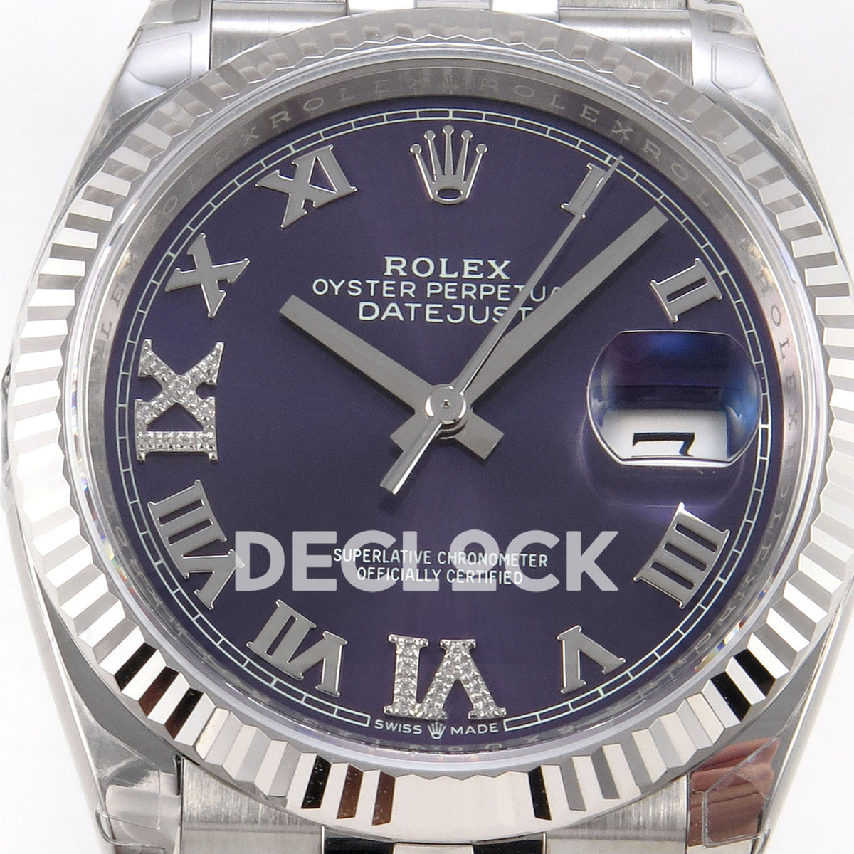 Rolex Datejust 126234 VSF Purple Diamonds Roman Jubilee VS3235 V2 replica - dial closeup