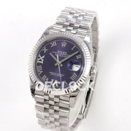 Rolex Datejust 126234 VSF Purple Diamonds Roman Jubilee VS3235 V2 replica - three quarter front