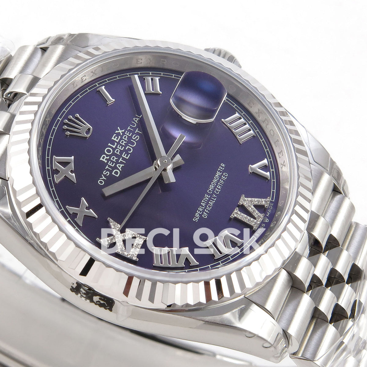 Rolex Datejust 126234 VSF Purple Diamonds Roman Jubilee VS3235 V2 replica - dial oblique detail
