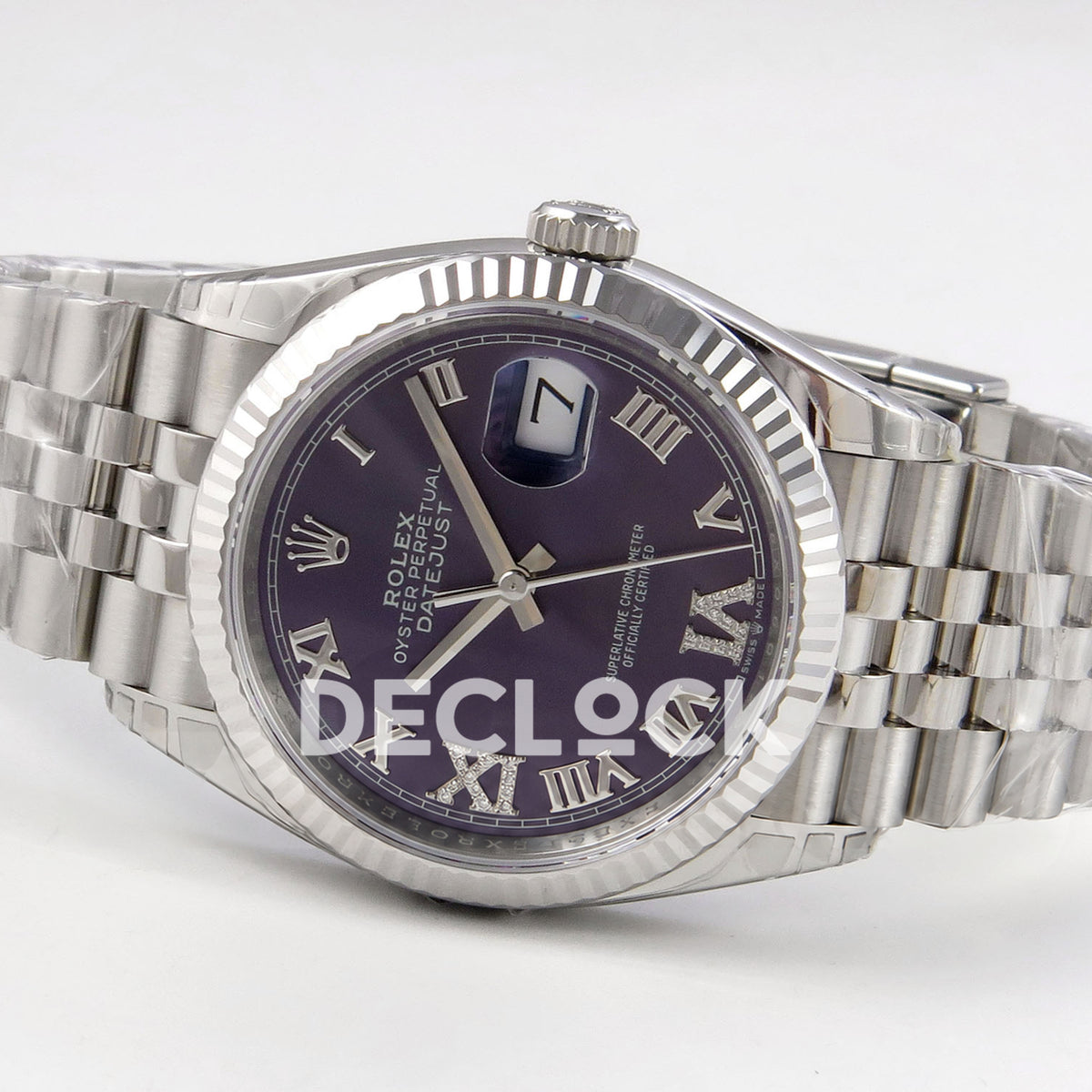 Rolex Datejust 126234 VSF Purple Diamonds Roman Jubilee VS3235 V2 replica - horizontal front reverse