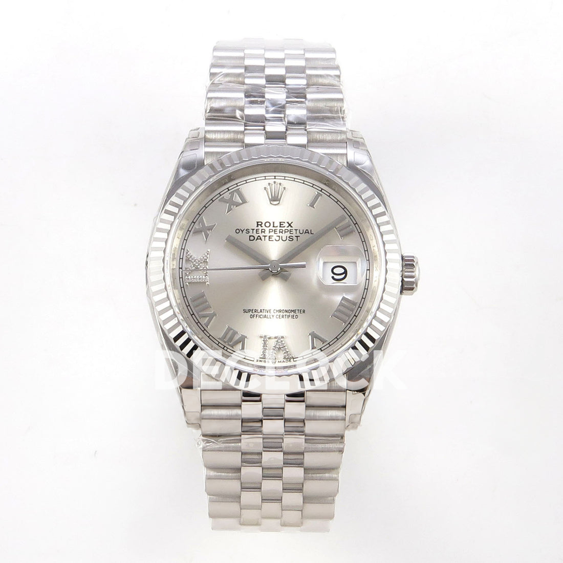 Rolex Datejust 126234 VSF Silver Diamonds Roman Jubilee VS3235 V2 replica - front 126234