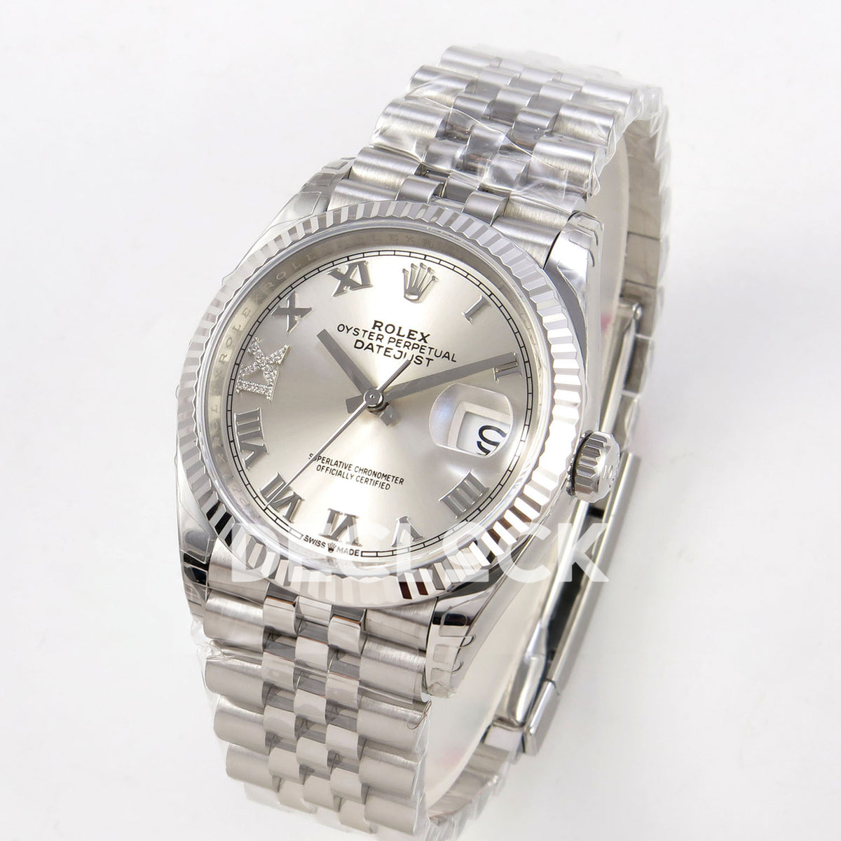 Rolex Datejust 126234 VSF Silver Diamonds Roman Jubilee VS3235 V2 replica - three quarter front