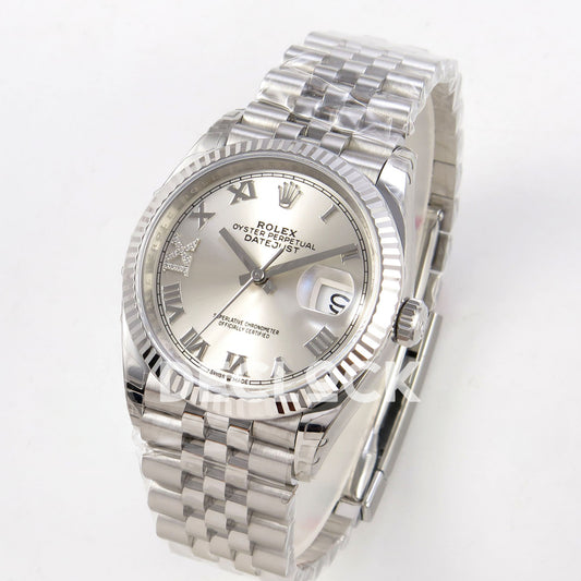 Rolex Datejust 126234 VSF Silver Diamonds Roman Jubilee VS3235 V2 replica - three quarter front