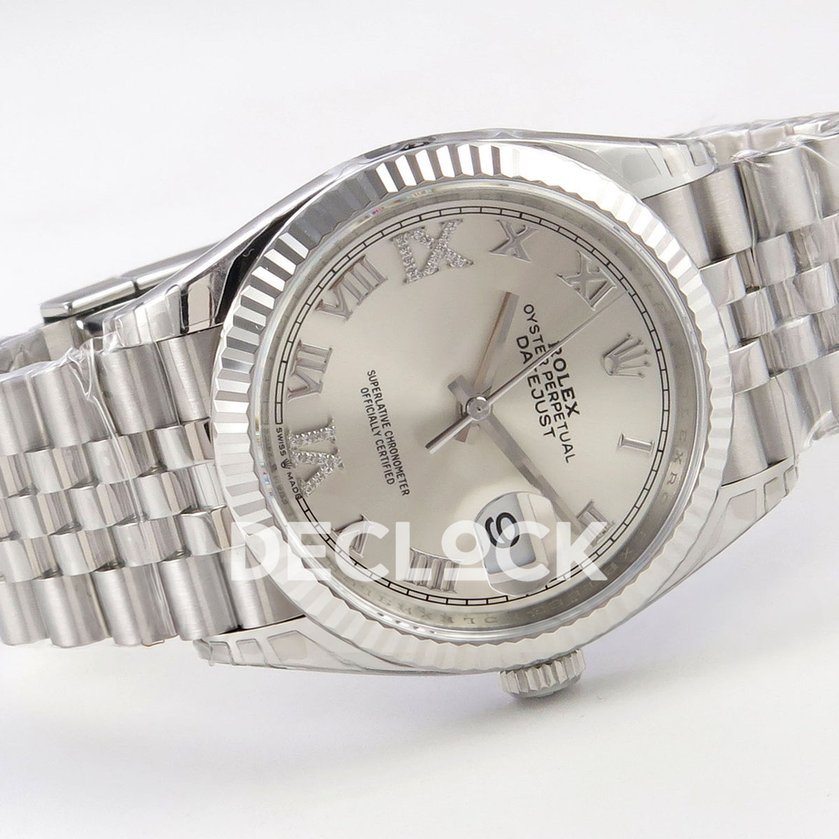 Rolex Datejust 126234 VSF Silver Diamonds Roman Jubilee VS3235 V2 replica - horizontal front