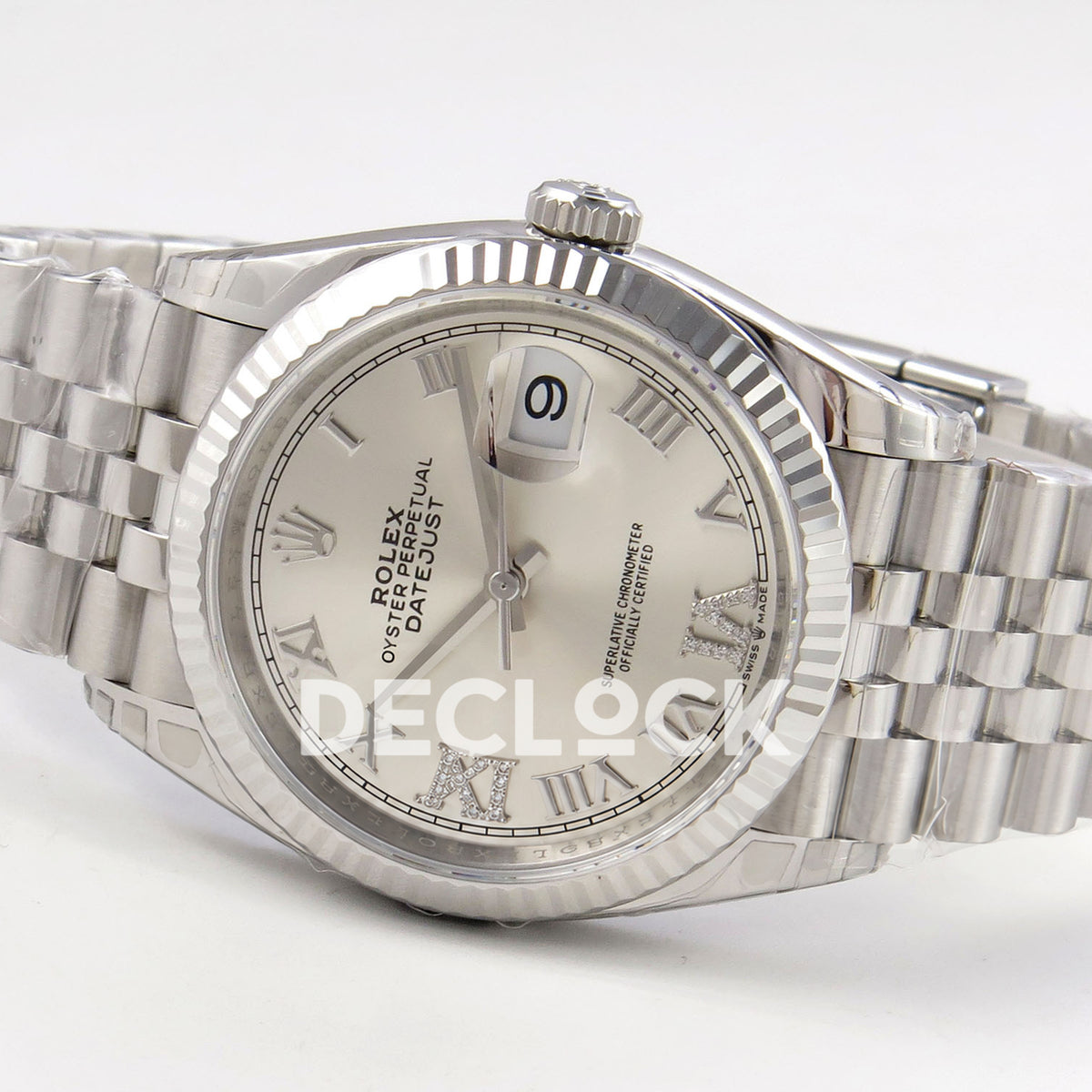 Rolex Datejust 126234 VSF Silver Diamonds Roman Jubilee VS3235 V2 replica - horizontal front reverse