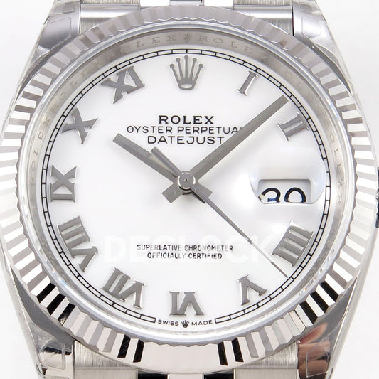 Rolex Datejust 126234 VSF White Roman Jubilee VS3235 V2 replica - dial closeup