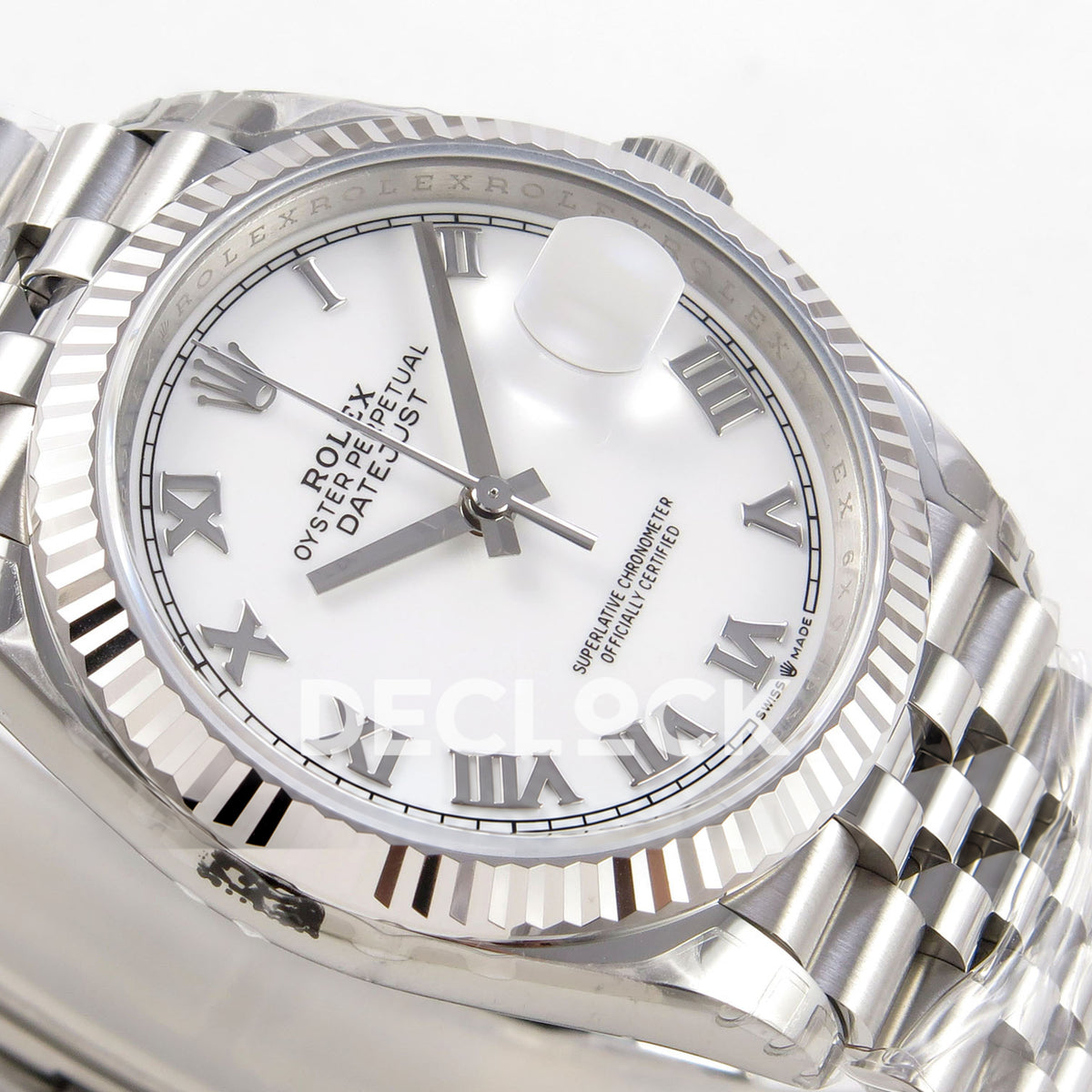 Rolex Datejust 126234 VSF White Roman Jubilee VS3235 V2 replica - dial oblique detail