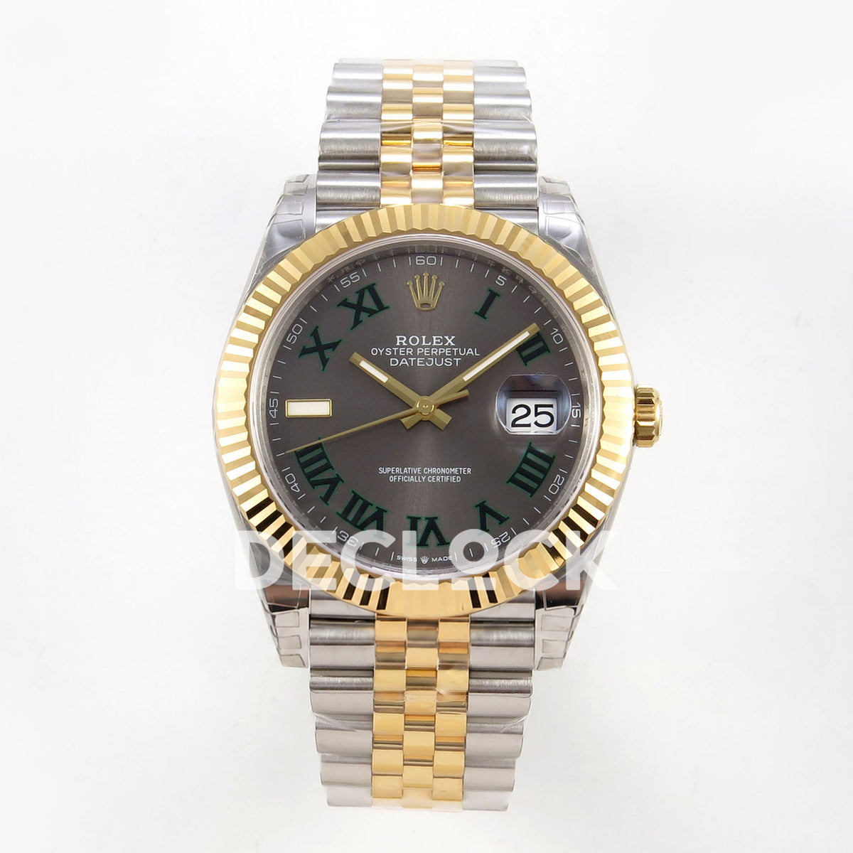 Rolex Datejust 126333 VSF gray green Roman dial two-tone Jubilee replica - front