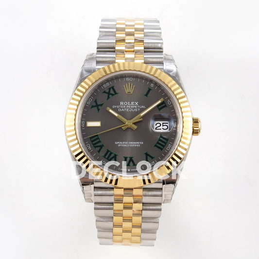 Rolex Datejust 126333 VSF gray green Roman dial two-tone Jubilee replica - front