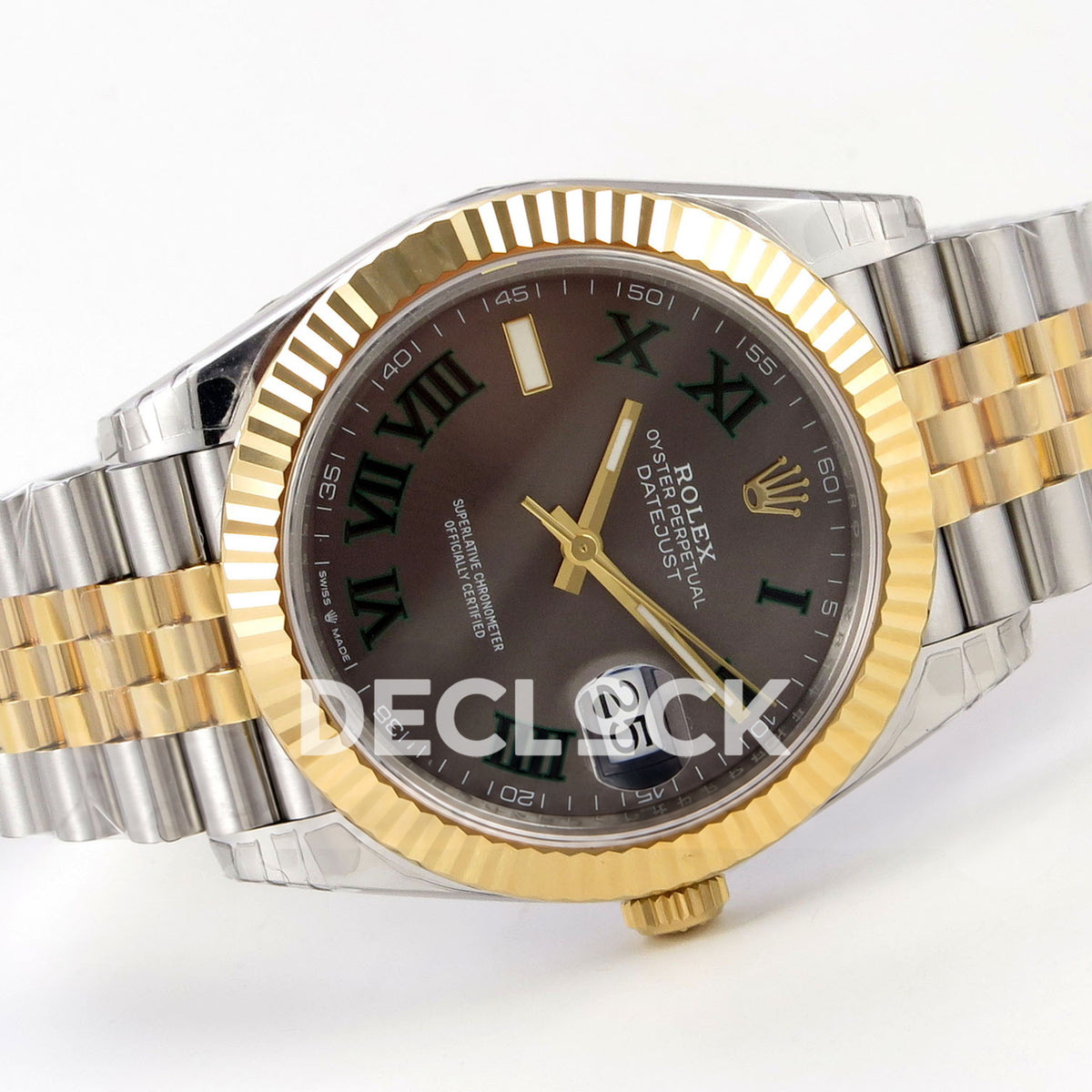 Rolex Datejust 126333 VSF gray green Roman dial two-tone Jubilee replica - bracelet and dial angle one